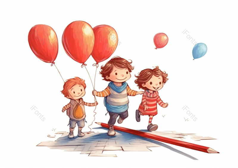 儿童节六一拿着气球的开心儿童奔跑向远方梦想彩色绘画插画,插画/手绘图,插画/手绘图库,插画/手绘图下载,插画/手绘